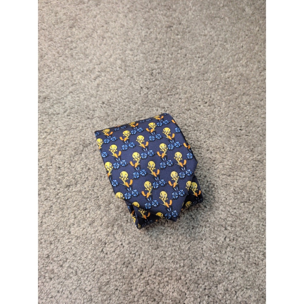 Tie Rack Looney Tunes Tweety Bird Silk Tie Navy Blue Made in Italy NWT 2000